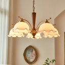 5 Lights Flared Shade Hanging Light Modern Style Glass Pendant Light for Dining Room