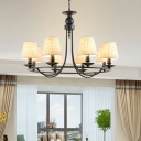 Black 8 Lights Metal and Fabric Chandelier Lighting Fixtures Traditional Vintage Living Room Hanging Chandelier