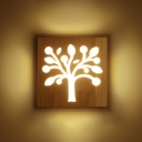 Modern Creative Wooden Warm Wall Sconce Light Tree Shape Light for Bedroom Corridor and Stair