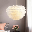 Modern Hanging Lights 5 Light Feather Chandelier for Living Room Children's Room