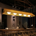 5-Light Ceiling Chandelier Modernist Style Cone Shape Wood Pendant Light Kit