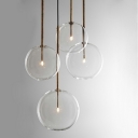 1 Light Globe Glass Clear Contemporary Hanging Light Fixtures Minimalism Drop Pendant for Living Room