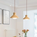 Japanese Style LED Pendant Light 2 Lights Modern Style Wood Hanging Light for Dinning Room