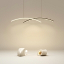 2 Lights Linear Shade Hanging Light Modern Style Metal Pendant Light for Living Room