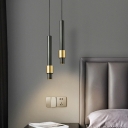 Modern LED Pendant Light Fixture Metal Cylinder Hanging Light Kit for Bedroom