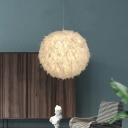 Modern Hanging Lights Feather Material Chandelier for Living Room Children's Room