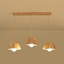 Japanese Style LED Pendant Light 3 Lights Modern Style Wood Hanging Light for Dinning Room