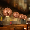 3 Heads Global Chandelier Light Decorative Rose Gold Metal Pendant Lighting Fixture
