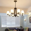 8 Lights Dome Shade Hanging Light Modern Style Glass Pendant Light for Living Room