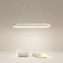 1-Light Island Chandelier Lights Modern Style Oval Shape Metal Pendant Lighting Fixtures