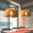 Contemporary Wood Pendant Ceiling Lights 1 Light Ceiling Pendant Light for Living Room