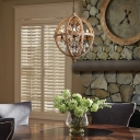 French Retro Chandelier Wood Pendant Light Fixture for Bedroom Living Room