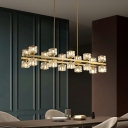 20 Lights Linear Island Lighting Crystal Modern Elegant Island Chandelier Lights for Living Room