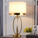 1-Light Nights and Lamp Minimalism Style Drum Shape Metal Table Lamps For Bedroom