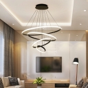 4 Lights Round Shade Hanging Light Modern Style Metal Pendant Light for Dining Room
