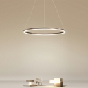 Modern Style Ring Shade Pendant Light Metal 3 Lights Hanging Light for Living Ronm