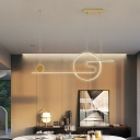 2-Light Island Lighting Fixtures Modern Style Liner Shape Metal Hanging Light Kit