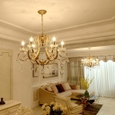 European Chandelier Lighting Fixtures Clear K9 Crystal 6 Lights Elegant Chandelier Lamp for Living Room