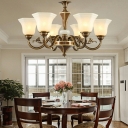 6-Light Chandelier Light Fixtures Traditional Style Bell Shape Metal Ceiling Suspension Lamp