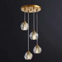 4-Light Pendant Lighting Minimalist Style Globe Shape Metal Hanging Light