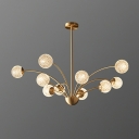 Modern Style LED Chandelier Light 10 Lights Nordic Style Metal Glass Pendant Light for Living Room