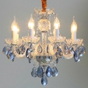 European Style Chandelier Candle Shape Crystal 8 Light Ceiling Chandelier for Bedroom