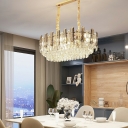 12 Lights Oval Shade Hanging Light Modern Style Crystal Pendant Light for Dining Room