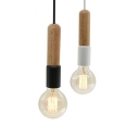 1-Light Ceiling Pendant Lamp Minimalist Style Liner Shape Wood Hanging Light