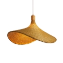 Contemporary Straw Hat Hanging Light Fixture Bamboo Pendant Lighting Fixture