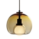 1-Light Hanging Light Fixtures Contemporary Style Ball Shape Glass Pendant Lighting