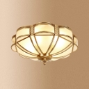 Yellow Flush Mount Ceiling Fixture Lattice Shade Modern Style Glass Led Flush Light for Living Room