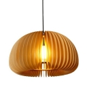 1-Light Pendant Lighting Minimalist Style Dome Shape Wood Suspension Light