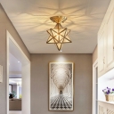 Creative Glass Colonial Style Semi Flush Mount for Corridor Hallway and Bedroom