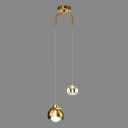 2-Light Suspension Lamp Contemporary Style Globe Shape Crystal Pendant Ceiling Lights