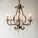 Metal 6 Lights Vintage Chandelier Lighting Fixtures Traditional Crystal Chandelier for Living Room