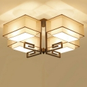 4 Light Traditional Flush Mount Ceiling Light Fabric Lampshade Fixtures Ceiling Lamp for Living Room