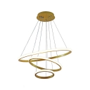 3-Light Suspended Lighting Fixture Minimalist Style Ring Shape Metal Chandelier Lamp