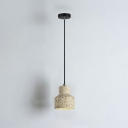 1-Light Pendant Light Minimalist Style Cylinder Shape Stone Hanging Lamp Kit
