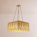 4-Light Island Chandelier Lights Modern Style Square Shape Glass Hanging Ceiling Light
