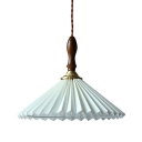 1-Light Hanging Light Fixtures Contemporary Style Cone Shape Wood Pendant Lighting