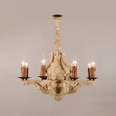 8-Light Chandelier Lamp Traditional Style Curving Shape Wood Ceiling Hung Fixtures