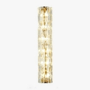 Linear Crystal and Metal Wall Mounted Light Fixture Clear Flush Wall Sconce for Bedroom
