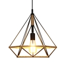 1-Light Suspension Lamp Industrial Style Diamond Shape Metal Pendant Ceiling Lights