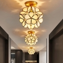 Creative Glass Colonial Style Semi-Flush Mount Ceiling Fixture for Corridor Hallway and Bedroom
