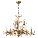 European Style Chandelier Candle Shape Crystal 9 Light Ceiling Chandelier for Bedroom Dining Room