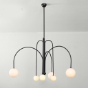 6 Light Metal Chandelier Lighting Fixtures Modern Glass Hanging Chandelier for Living Room