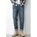 Modern Boy's Jeans Solid Color Pocket Mid Rise Full Length Pocket Detailed Zip Up Jeans