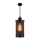 1-Light Suspension Lamp Weathered Industrial Style Cylinder Shape Metal Hanging Light Fixtures