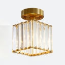 1-Light Semi Flush Mount Lighting ​Traditional Style Square Shape Metal Ceiling Lamp