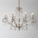 Chrome 8 Lights Crystal Chandelier Pendant Light Traditional Vintage Ceiling Suspension Lamps